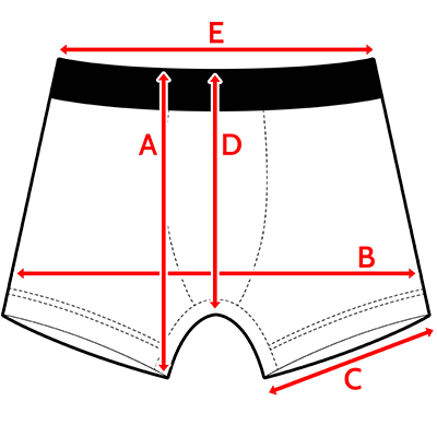 Esquema de medidas de los calzoncillos sublimables