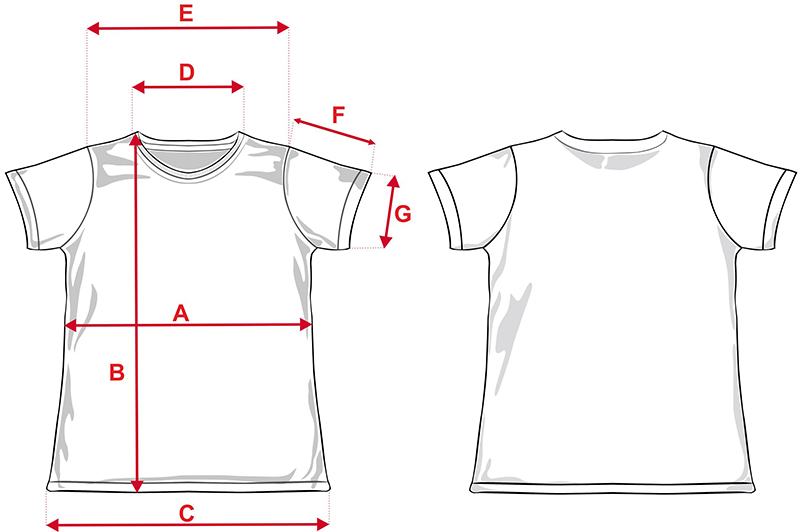 Esquema camiseta de chica para sublimación de 140g Esquema camiseta de chica para sublimación de 140g