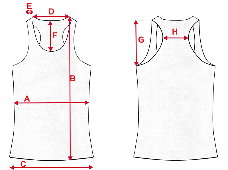 Esquema camiseta de tirantes de chica bicolor degradado Esquema camiseta de tirantes de chica bicolor degradado